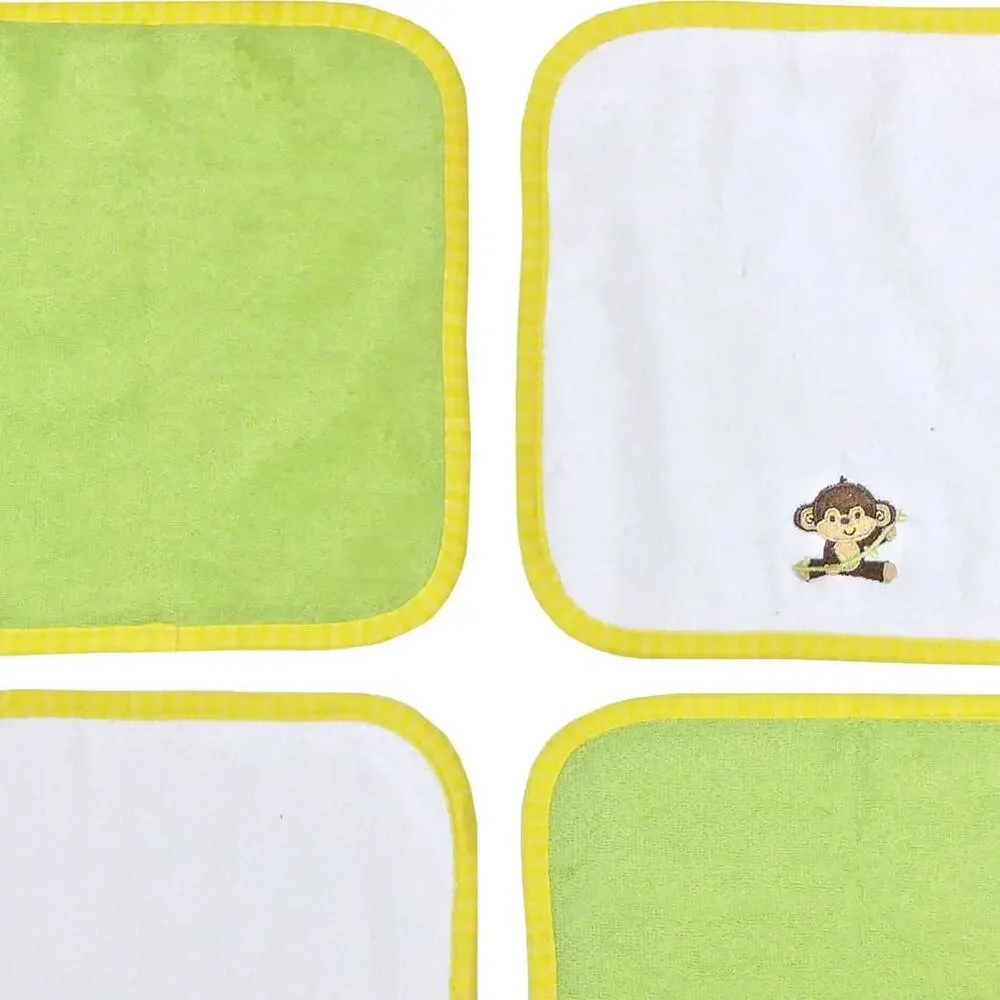 Neat Solutions Monkey Terry Washcloth Set 4 Count Yellow Green Baby Bath